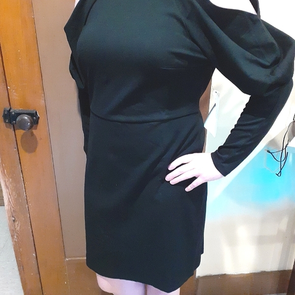 Rare Women's Eloquii Black Cold Shoulder Long Sleeve Formal Dress,14 - Picture 6 of 8
